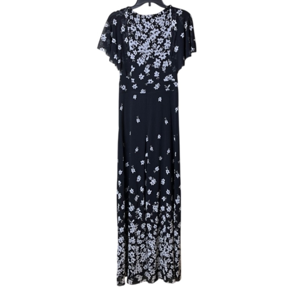FUZZI Italian Black Floral Wide Leg Romper- M - Picture 5 of 14